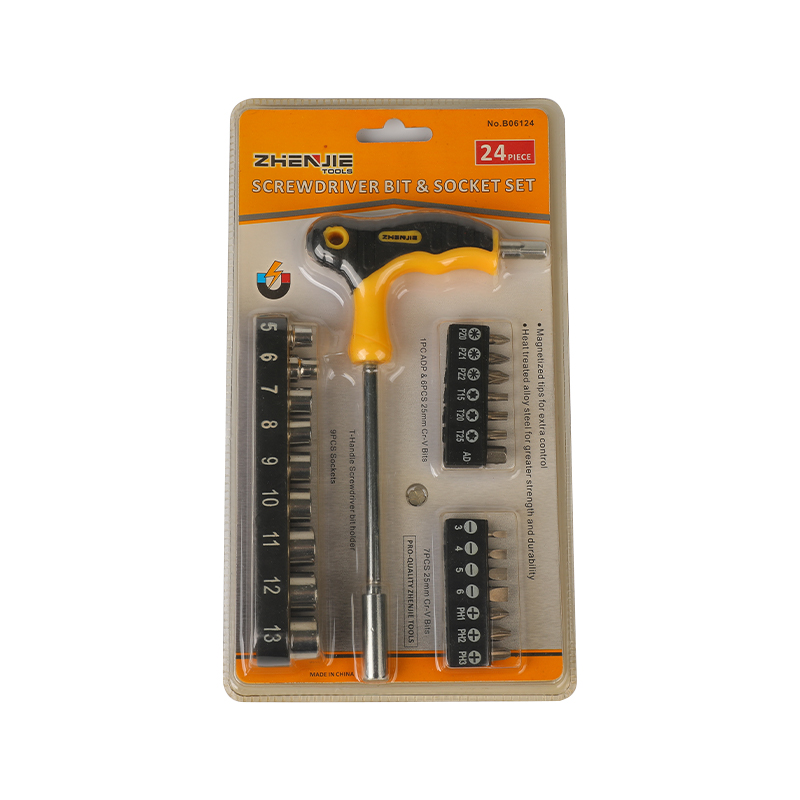 24db T-fogantyú, hornyolt Phillips Torx Pozidriv CRV bitkészlet