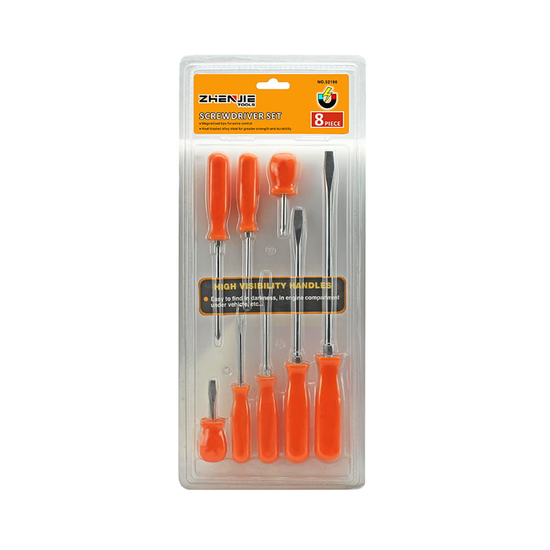 8db fogantyú Ergonomikus kialakítású CRV csavarhúzó készlet