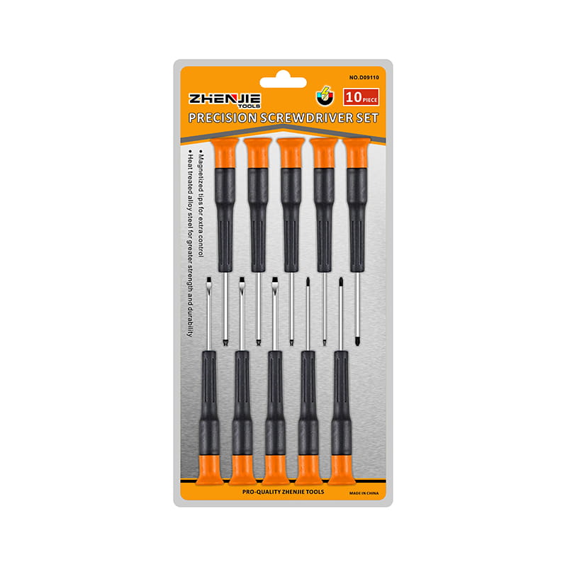 10db fogantyú Ergonomikusan kialakított hornyolt Phillips Torx CRV precíziós csavarhúzó készlet